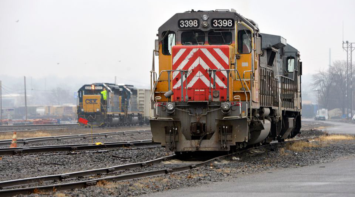 The CSX intermodal rail yard in West Springfield, Mass.