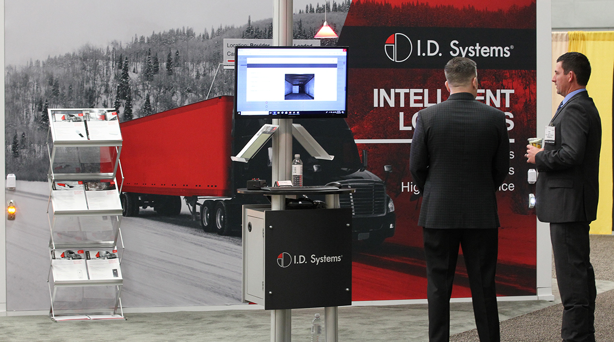 The I.D. Systems booth at MCE. (John Sommers II for Transport Topics)