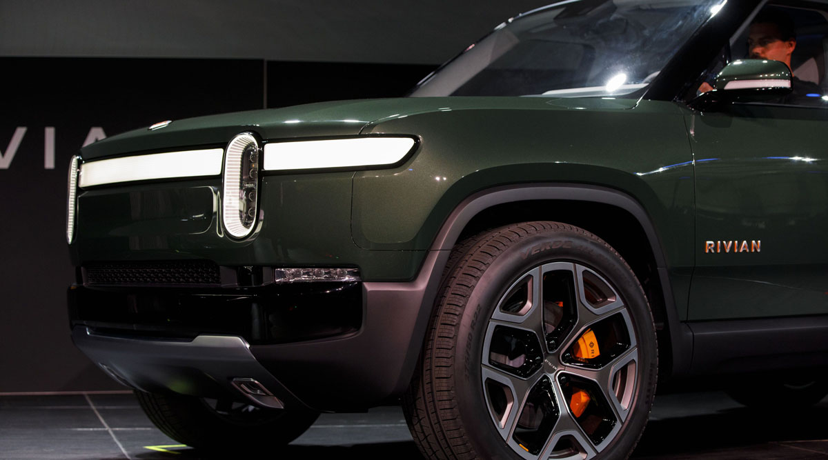 Rivian's R1S electric SUV is unveiled at the Los Angeles Auto Show in November 2018.