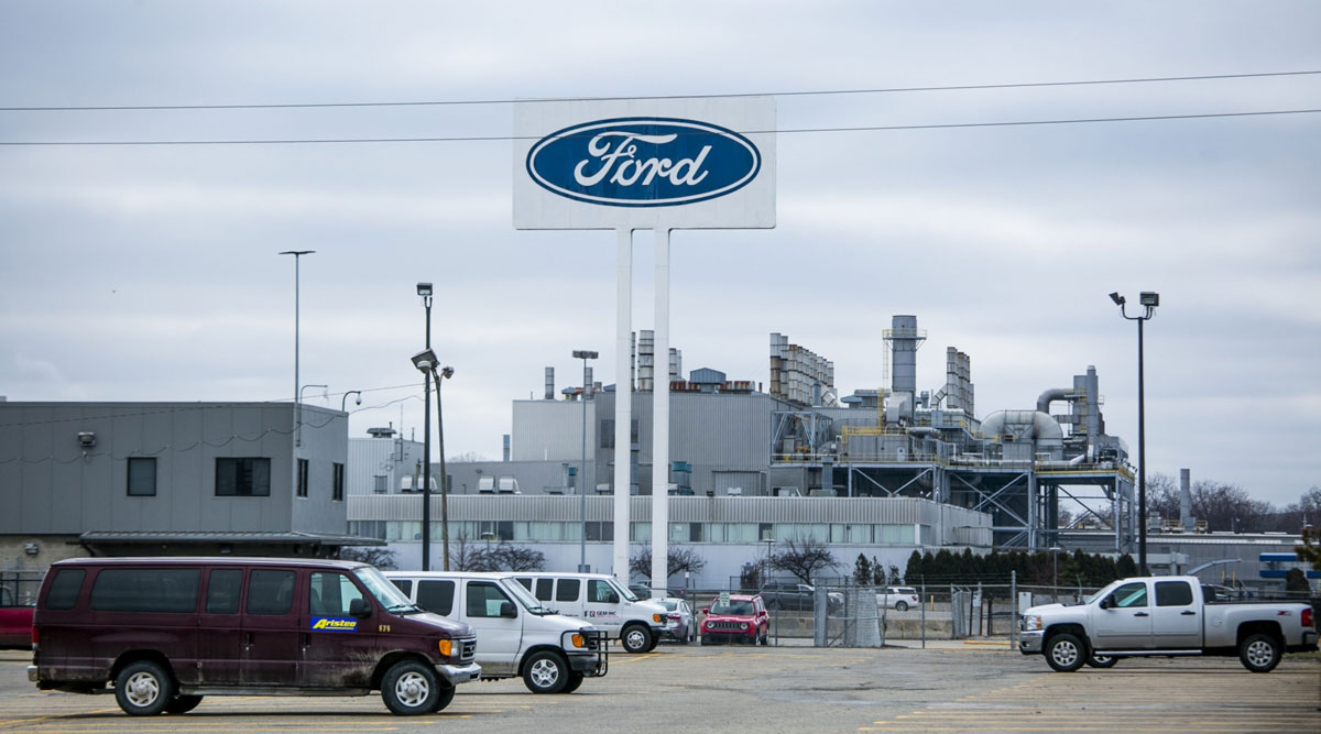 The Ford Motor Co. Michigan Assembly plant stands idle in Wayne, Mich., on March 23.
