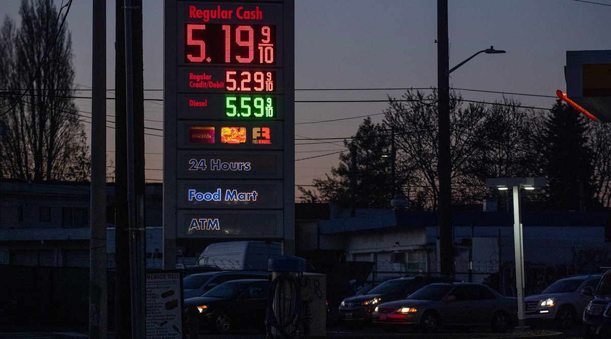 Fuel prices at a gas station in Seattle