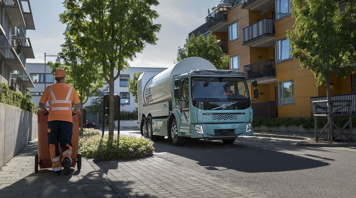 Volvo's FE electric garbage truck.