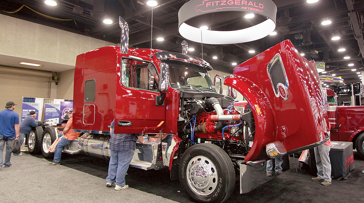 A Peterbilt on display at the Fitzgerald Glider Kits booth