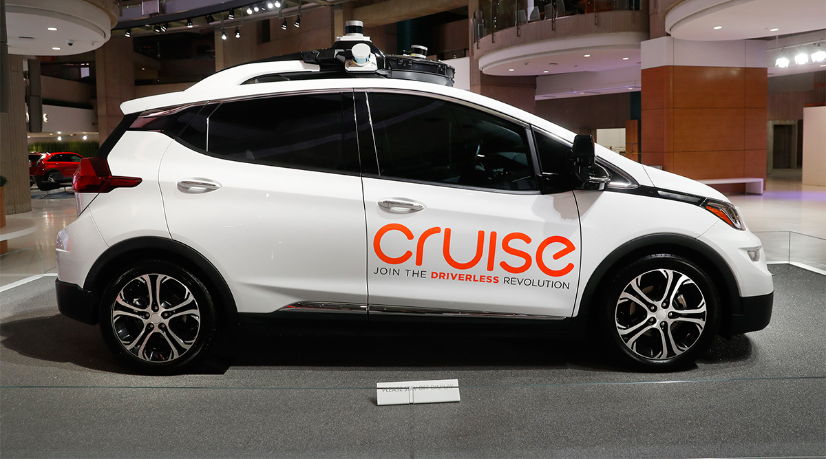  General Motors' Cruise AV, an autonomous electric vehicle, on display in Detroit in January 2019. (Paul Sancya/AP)