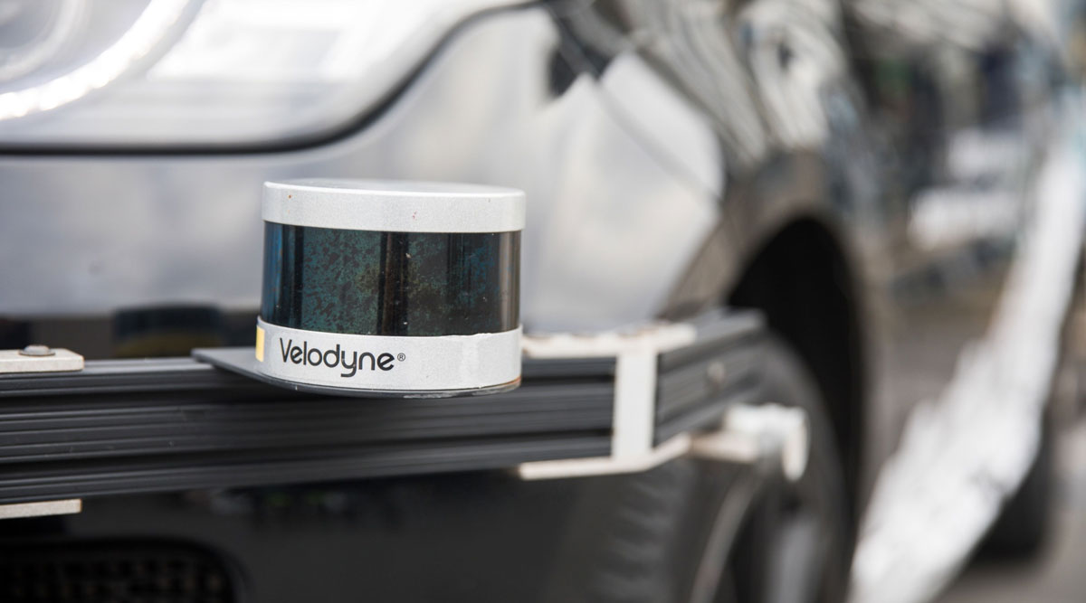 A lidar sensor developed by Velodyne. (Jason Alden/Bloomberg News)