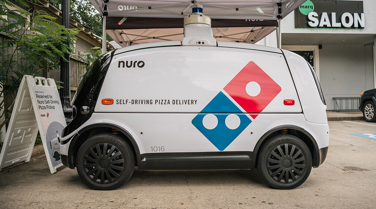 A Nuro self-driving delivery vehicle 