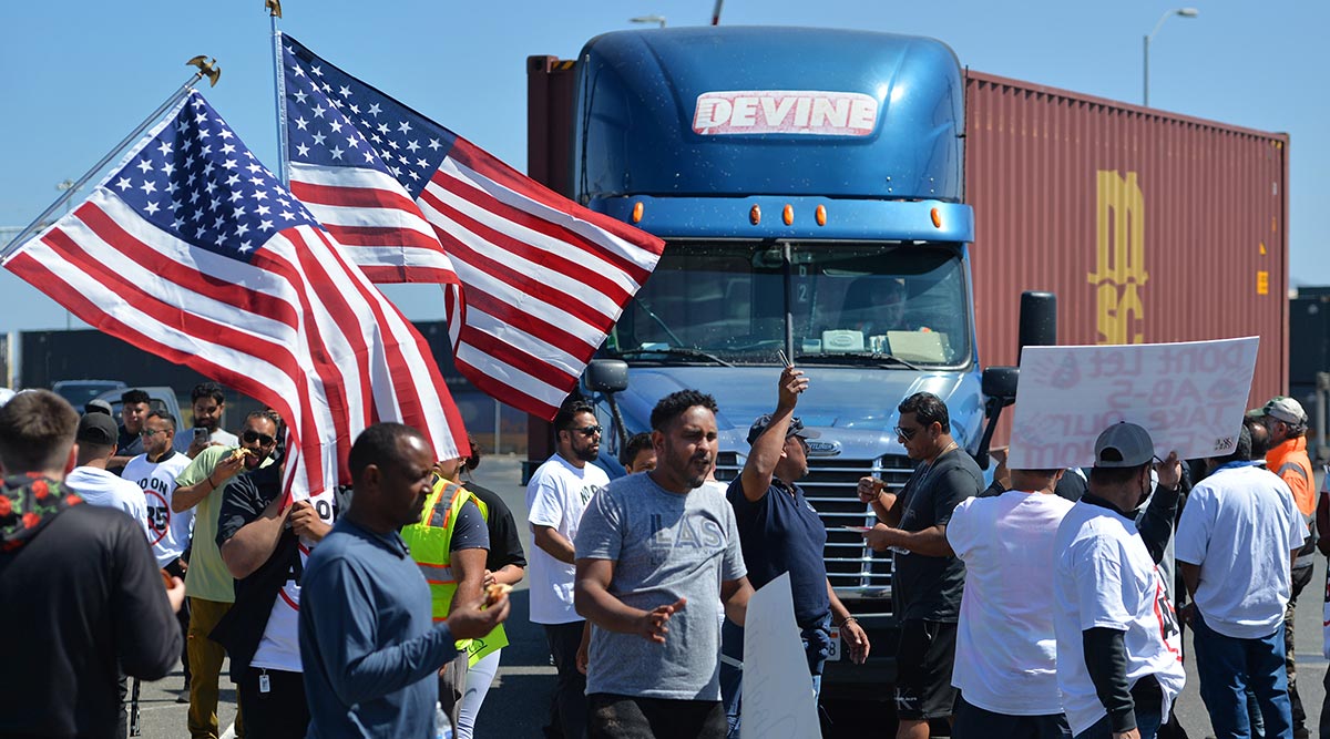 AB 5 protest at Port of Oakland