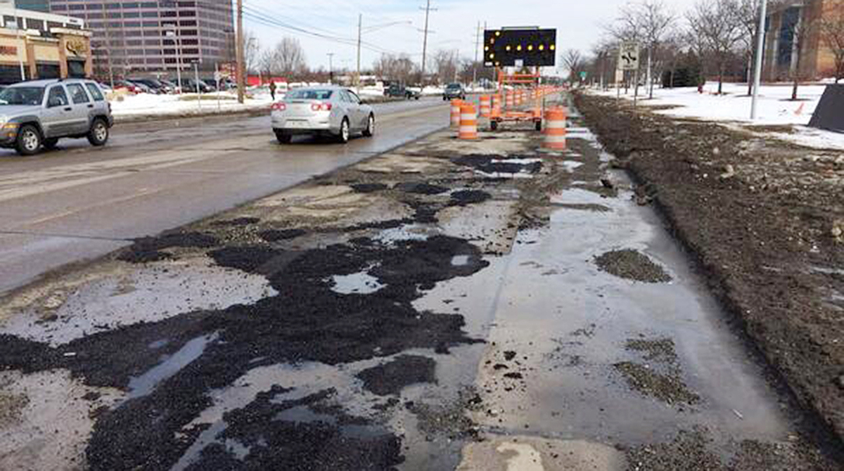 A road under construction Michigan.