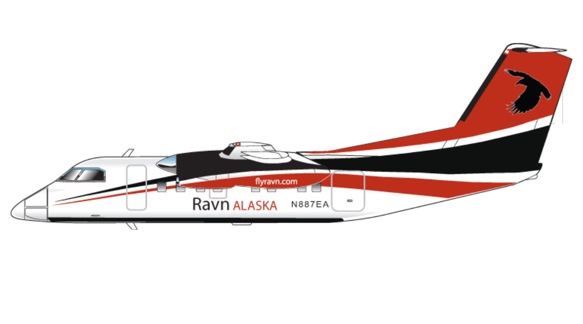 An illustration of the DeHavilland DHC-8-100, one of the planes used in Ravn Air Group's fleet. (Ravn Air Group)