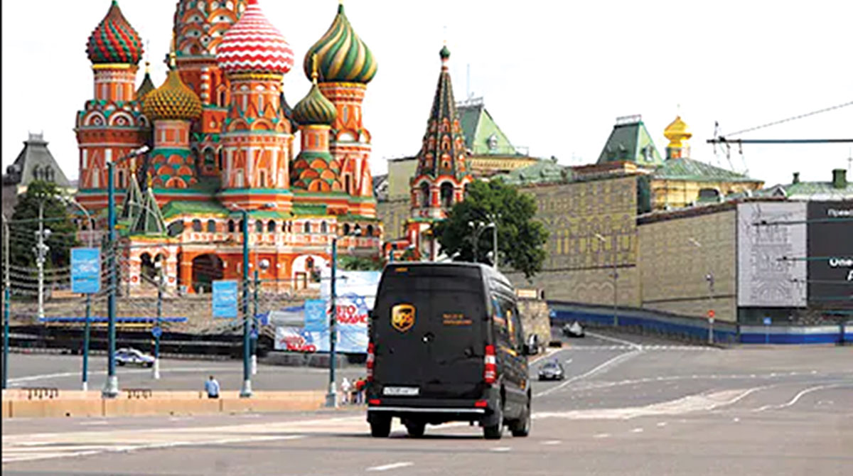 UPS truck in Moscow