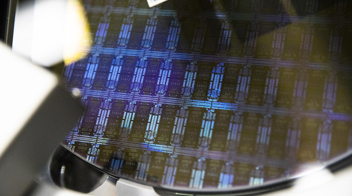  A wafer is processed in a single wafer diffusion mechanism inside a semiconductor manufacturing facility in Malta, N.Y.
