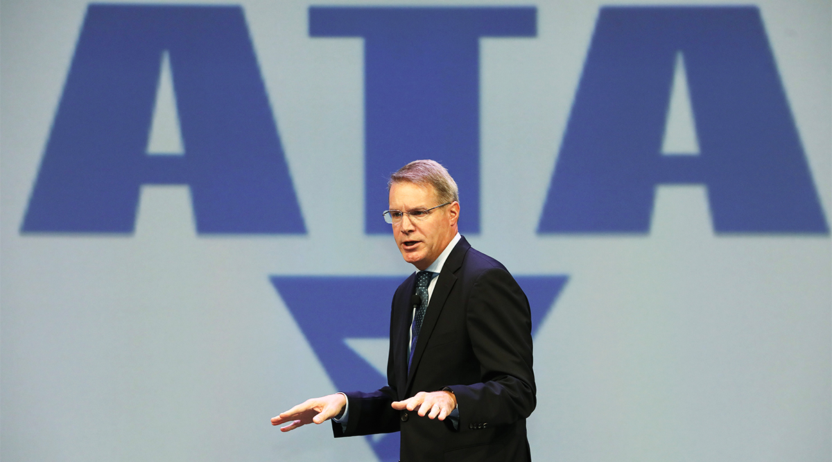 ATA President Chris Spear delivers his state of the industry address at MCE 2019