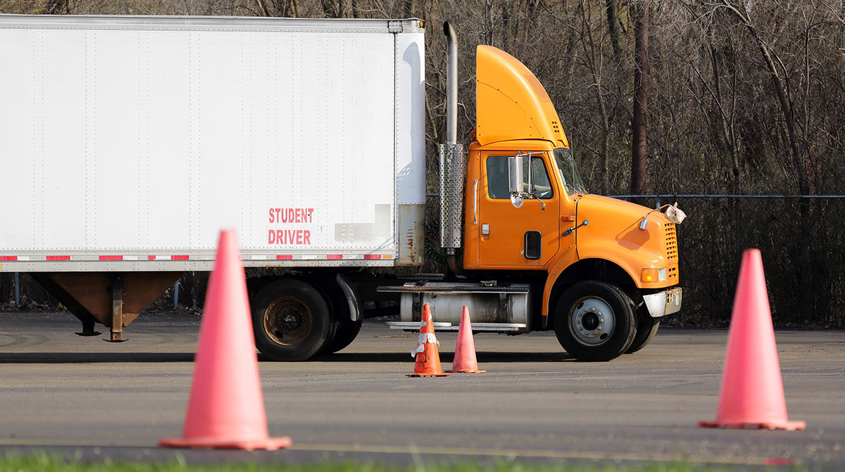 Getty image of truck on a driving course