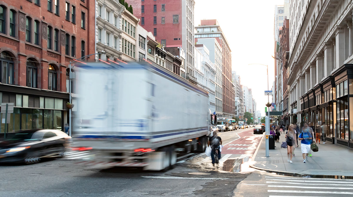 Delivery truck in New York City