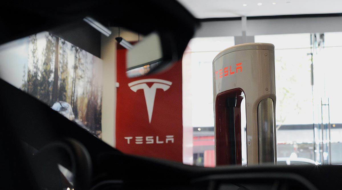 A charging station at a Tesla Motors Inc. retail store in San Jose, Calif.
