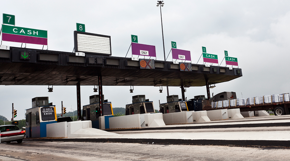 A toll plaza on the New Jersey Turnpike