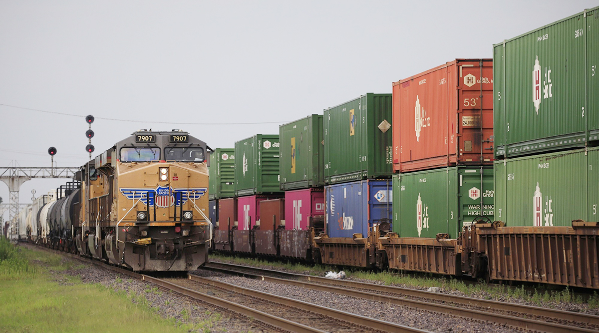 Union Pacific freight trains in Dupo, Ill.