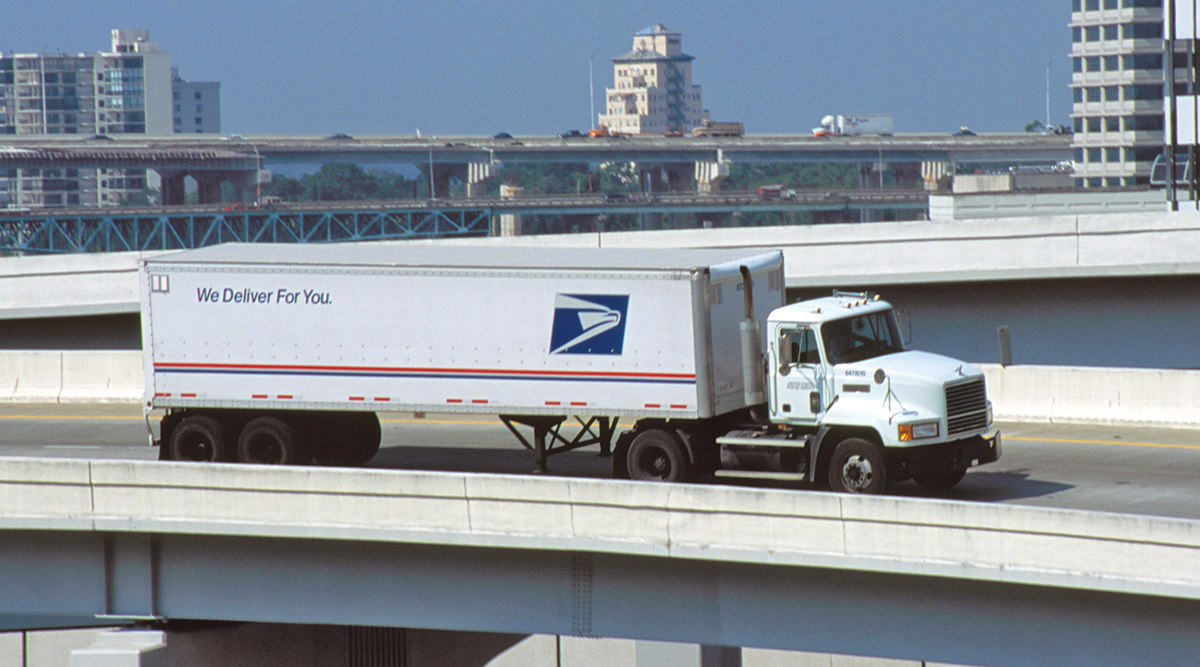  A Post Office truck on an interstate ramp in Jacksonville, Fla.