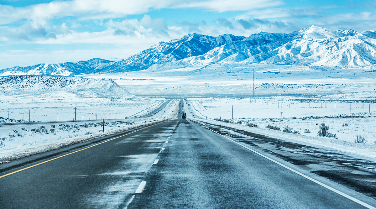Snowy Interstate 15 in Utah