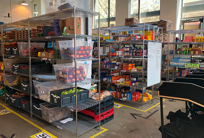 Merchandise is stocked inside a Gorillas mini-warehouse