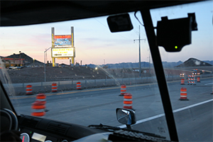 Traffic cones on U.S. 93