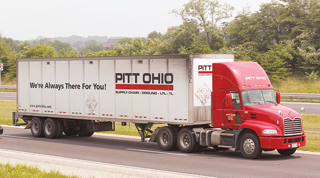 A Pitt Ohio truck on I-65 in Indiana