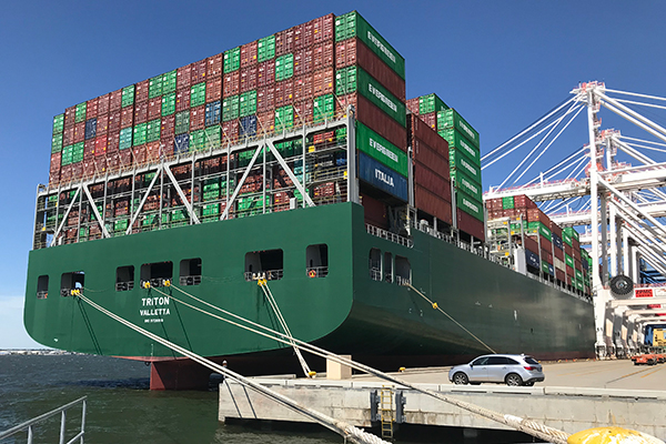 Evergreen Line’s containership Triton at the Port of Baltimore