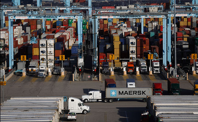Containers stacked at Port of Virginia terminal in Portsmouth