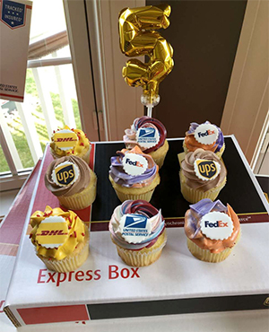 Delivery-truck-themed cupcakes for Jack Mahar's fifth birthday
