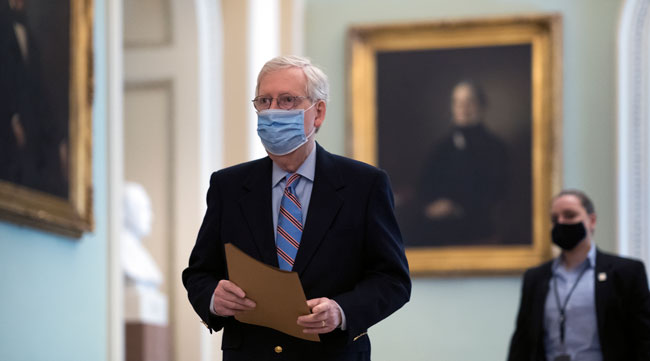 Senate Minority Leader Mitch McConnell arrives at the Capitol on March 5. (J. Scott Applewhite/Associated Press)