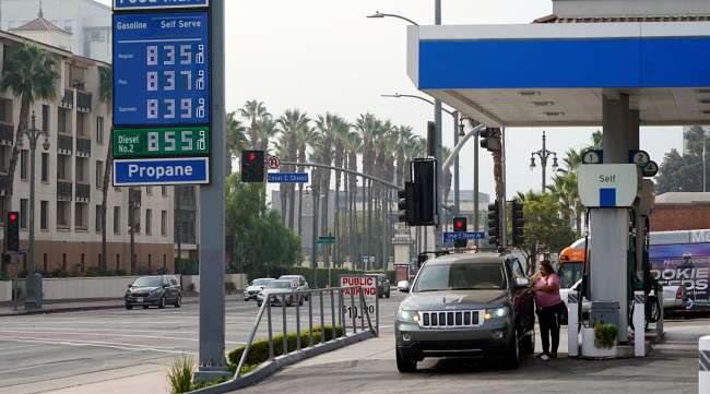 Gas prices at a Los Angeles station in October