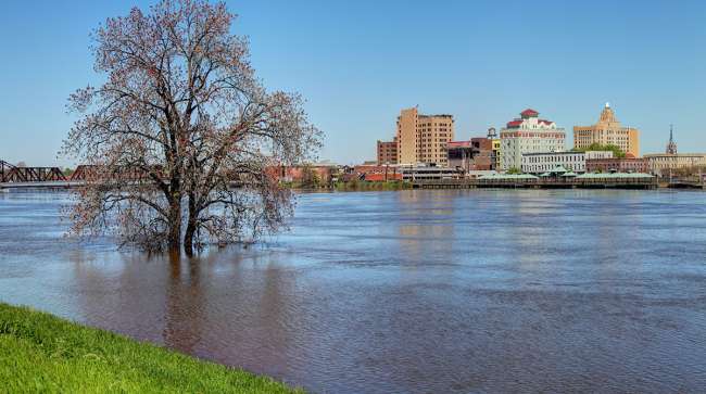 Flooding along the banks of the Ouachita River in Monroe, La.