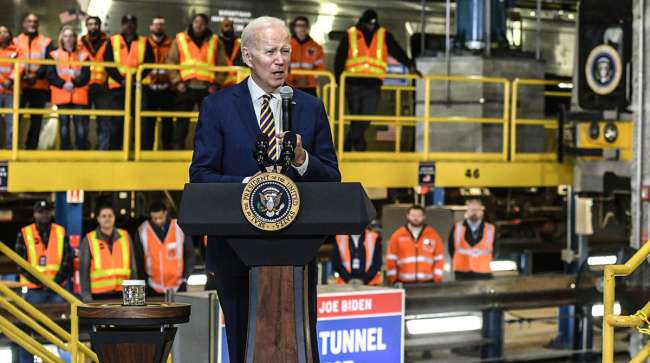 President Joe Biden at the Hudson Tunnel project