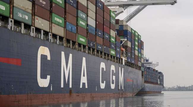 The CMA CGM Andromeda container ship at the Port of Oakland