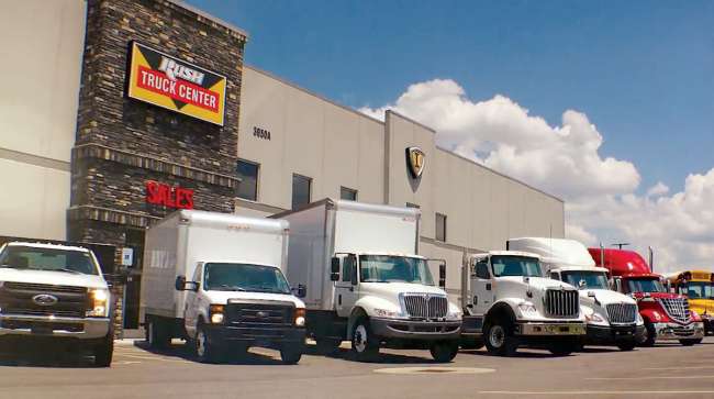 Trucks at a Rush Truck Center dealership