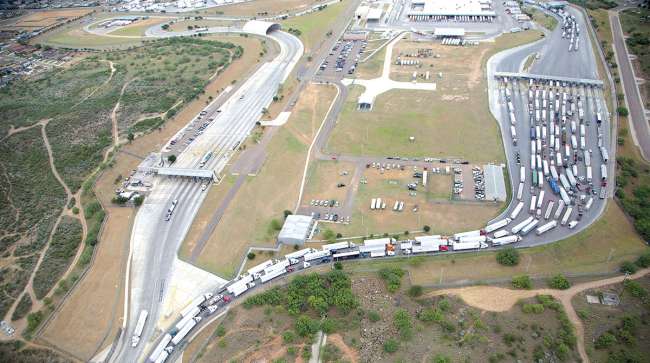 Truck traffic at the World Trade International Bridge at the Laredo, Texas, Port of Entry