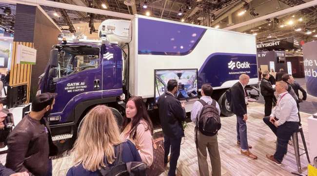 Gatik technology on an Isuzu truck at CES 2023