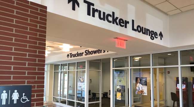 A truck driver lounge at a travel plaza on the Ohio Turnpike
