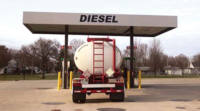 Tanker truck at a truck stop