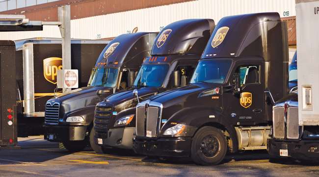 UPS trucks parked