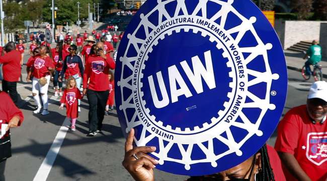 United Auto Workers members marching