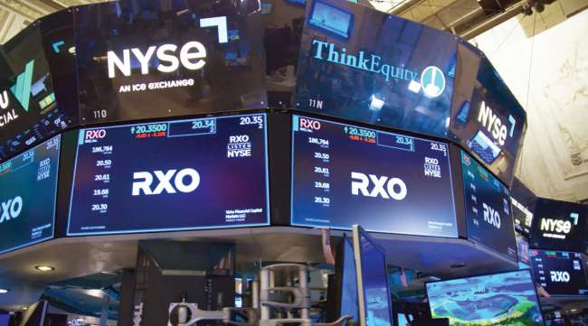 RXO displayed on screen at New York Stock Exchange