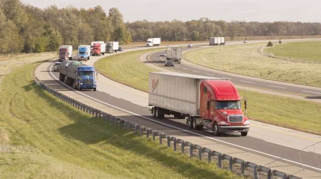 Trucks on an Indiana highway