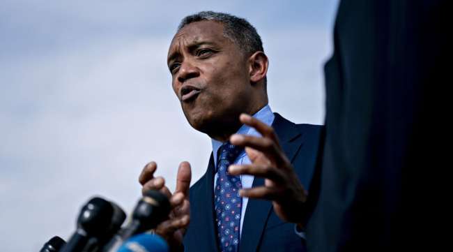 Karl Racine, District of Columbia attorney general, speaks during a news conference in September 2019. (Andrew Harrer/Bloomberg News)