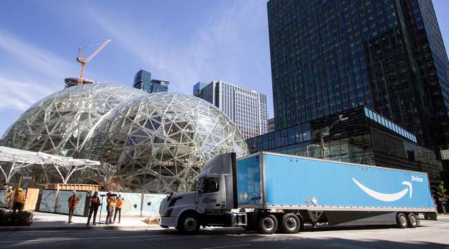 Amazon truck in Seattle