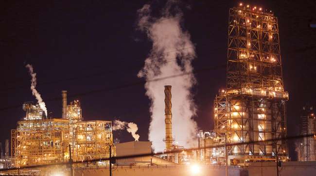 The Royal Dutch Shell Plc Norco Refinery at night in Norco, La.