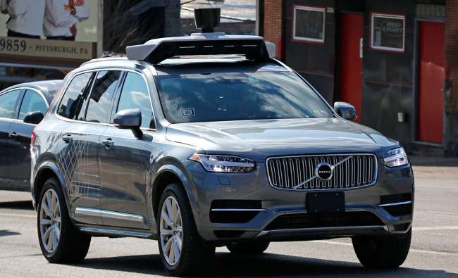 An autonomous Volvo used by Uber