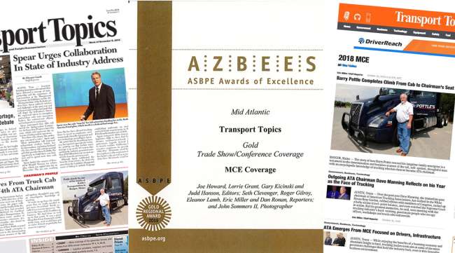 MCE coverage screenshots and Azbee Award