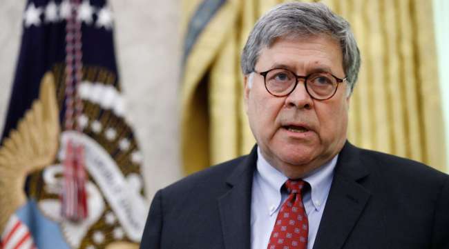 Attorney General William Barr participates in an Oval Office briefing on July 15.