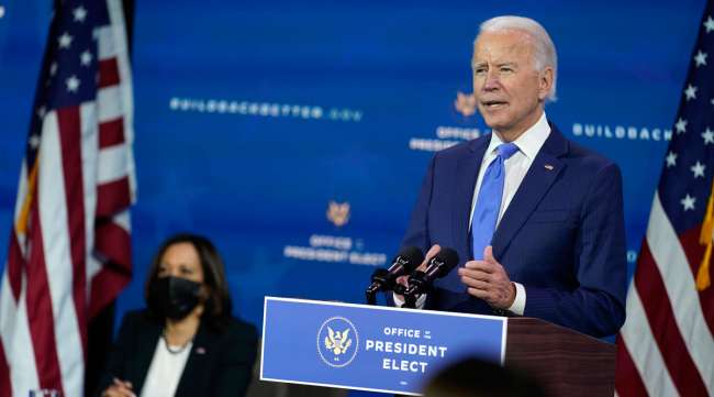 President-elect Joe Biden speaks at an event in Delaware on Dec. 1. (Andrew Harnik/Associated Press)